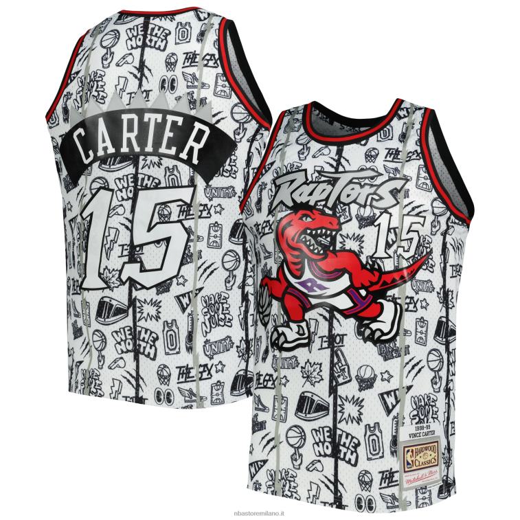 NBA 00F2L4712 toronto raptors vince carter mitchell & ness maglia swingman bianca