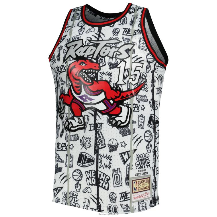 NBA 00F2L4712 toronto raptors vince carter mitchell & ness maglia swingman bianca