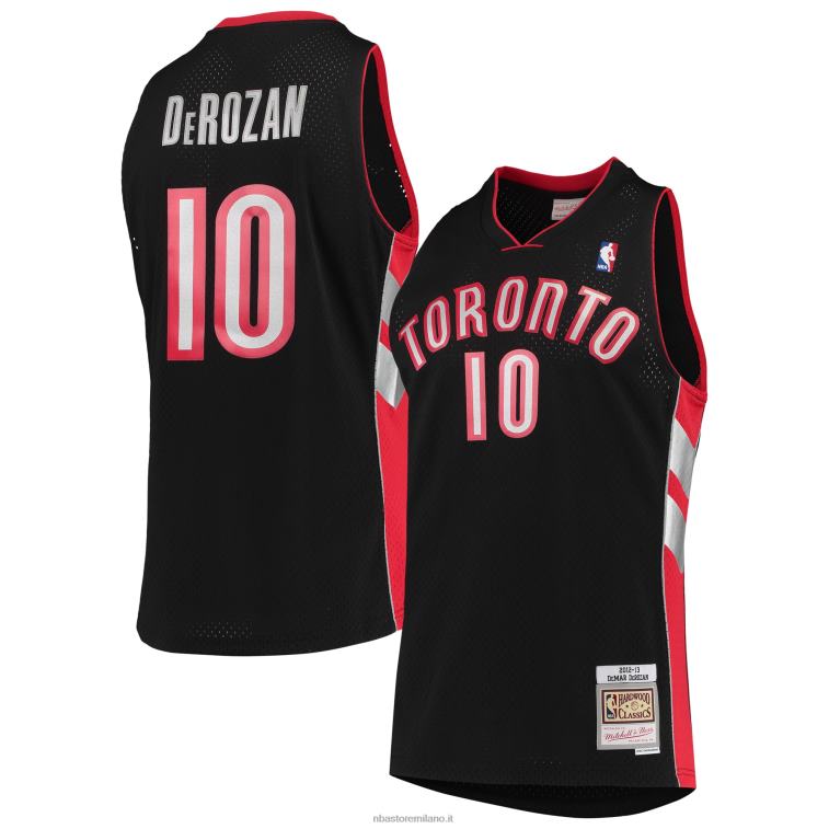 NBA 00F2L4813 toronto raptors demar derozan mitchell & ness black hardwood classics maglia swingman