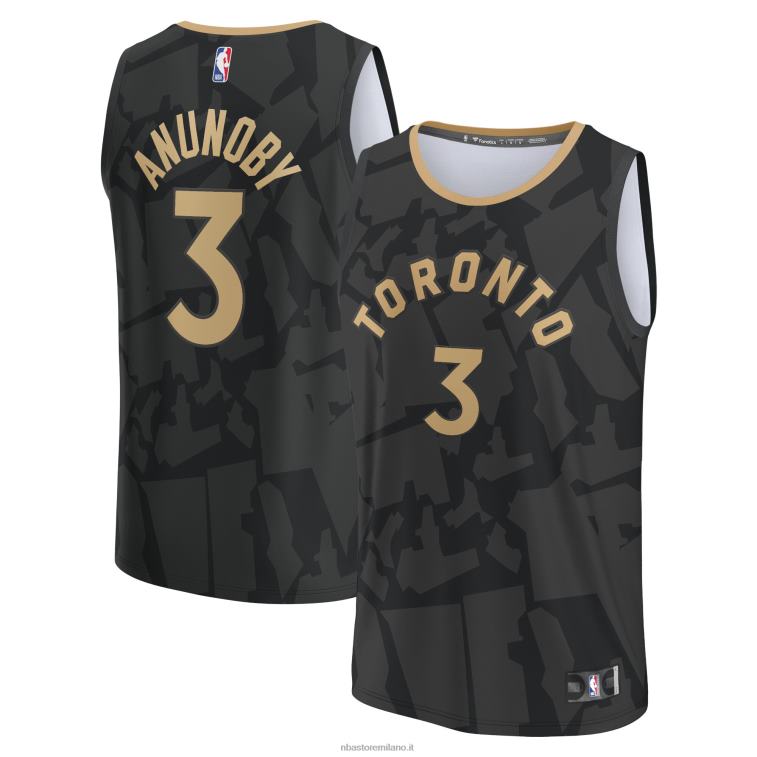 NBA 00F2L5066 toronto raptors og anunoby maglia fastbreak nera